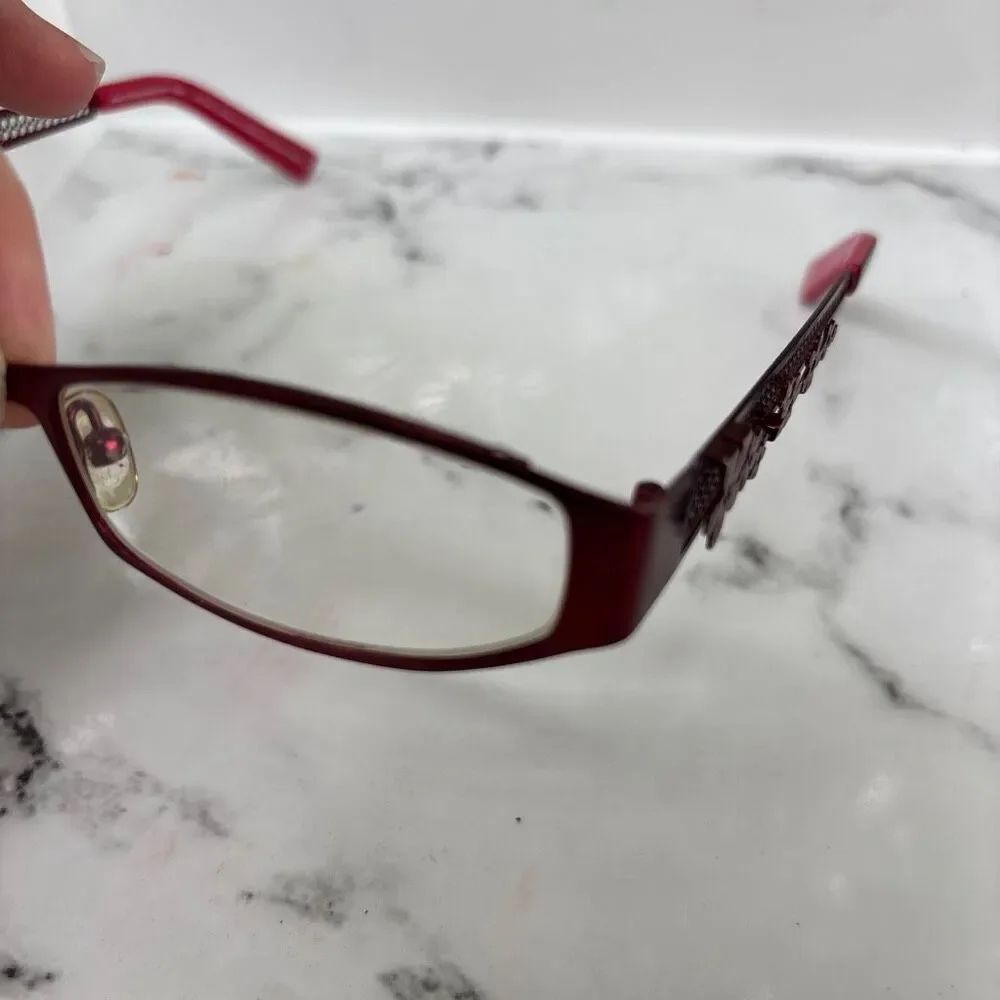Vintage Kimiko Eyewear Women's Red Rectangle Shape Prescription Eyeglasses